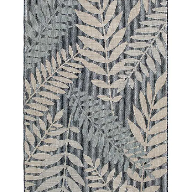 Kirklands Home Blue Malibu Leafy Outdoor Area Rug, 7x10 New