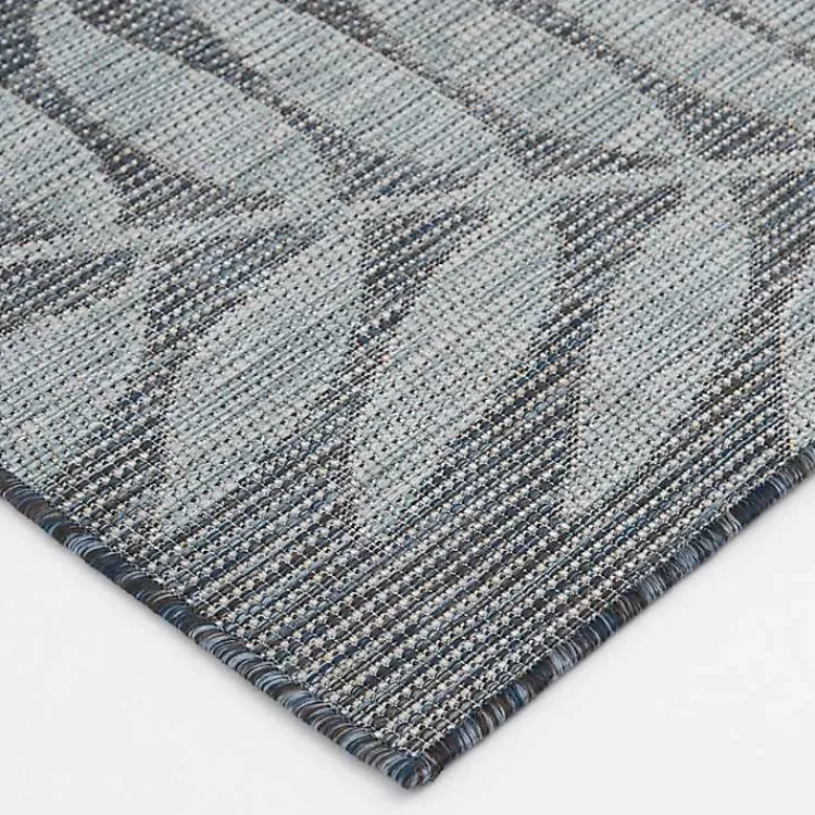 Kirklands Home Blue Malibu Leafy Outdoor Area Rug, 7x10 New