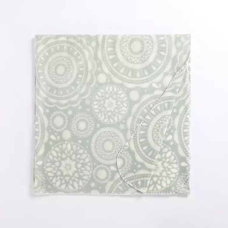 Blankets & Throws>Kirklands Home Blue Medallion Fleece Throw