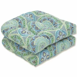 Kirklands Home Blue Medallion Wicker Chair Cushions, Set of 2 Outlet
