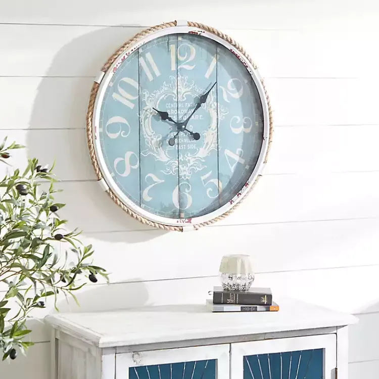 Kirklands Home Blue Metal and Rope Wall Clock Sale