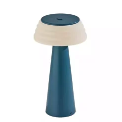Kirklands Home Metal Cordless Lamp with White Ribbed Shade Blue Discount