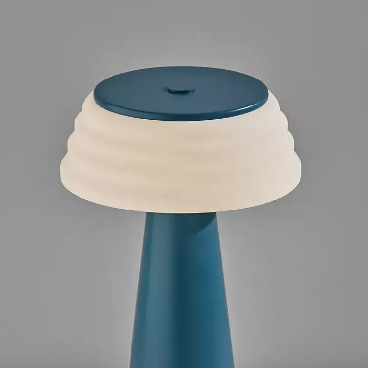 Kirklands Home Metal Cordless Lamp with White Ribbed Shade Blue Discount