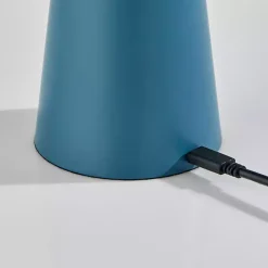 Kirklands Home Metal Cordless Lamp with White Ribbed Shade Blue Discount