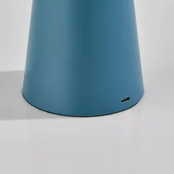 Kirklands Home Metal Cordless Lamp with White Ribbed Shade Blue Discount