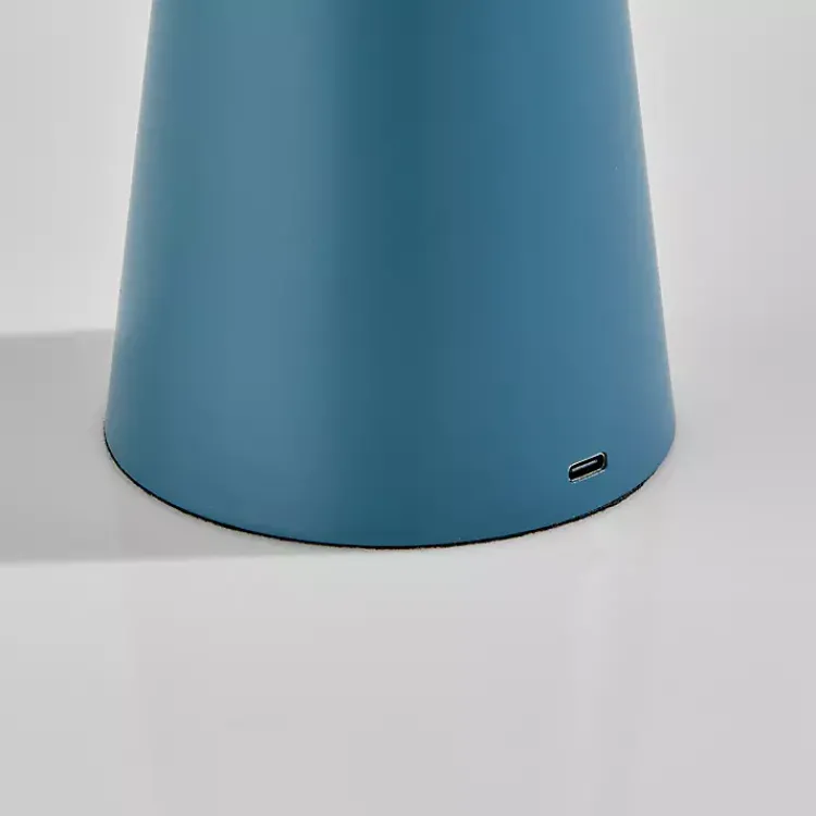 Kirklands Home Metal Cordless Lamp with White Ribbed Shade Blue Discount