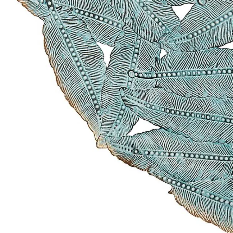 Kirklands Home Metal Feather Round Wall Plaques, Set of 3 Blue Hot