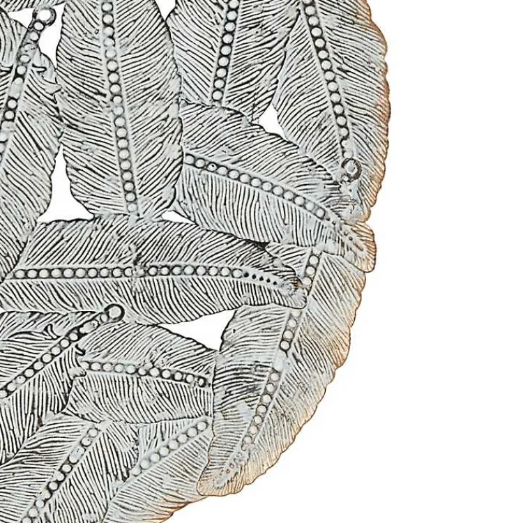 Kirklands Home Metal Feather Round Wall Plaques, Set of 3 Blue Hot