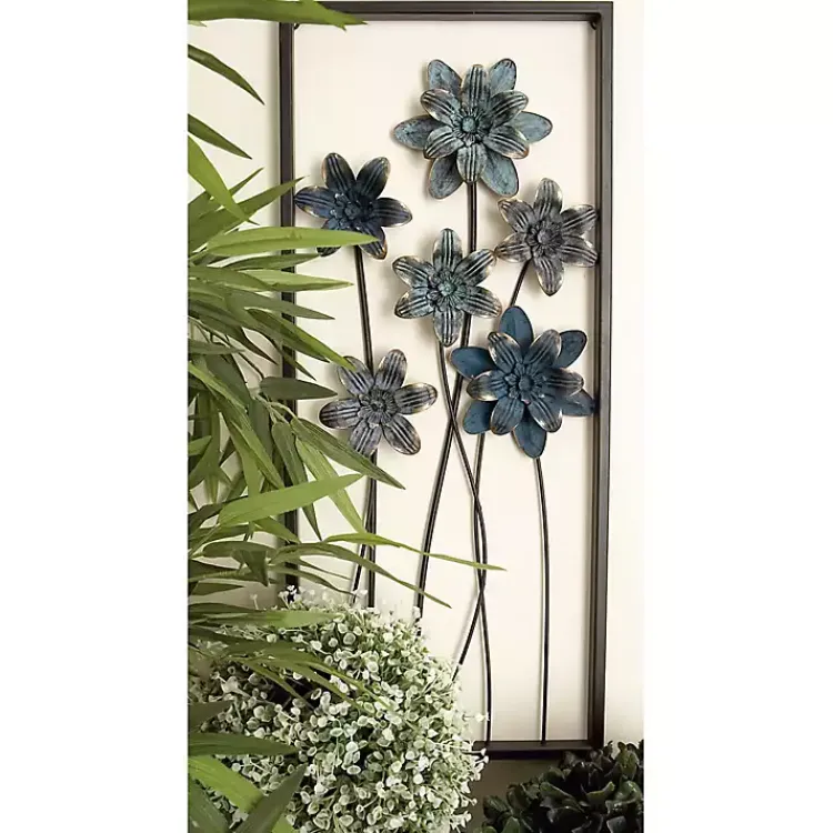 Kirklands Home Metal Floral Panel Wall Plaques, Set of 2 Blue Online