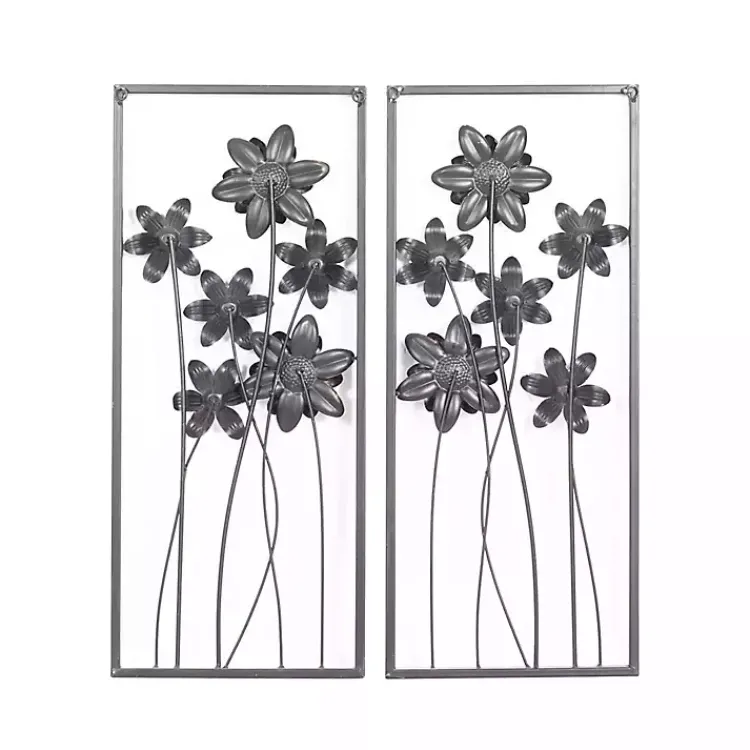 Kirklands Home Metal Floral Panel Wall Plaques, Set of 2 Blue Online
