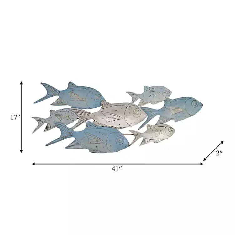 Kirklands Home Metal School of Fish Wall Plaque Blue Clearance