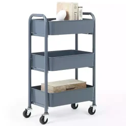 Kirklands Home Metal 3-Tier Organizer Storage Cart Blue Outlet