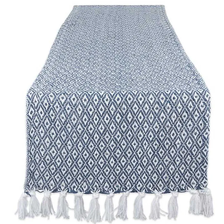 Kirklands Home Mini Diamond Fringe End Table Runner, 108 in. Blue Sale