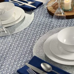 Kirklands Home Mini Diamond Fringe End Table Runner, 108 in. Blue Sale