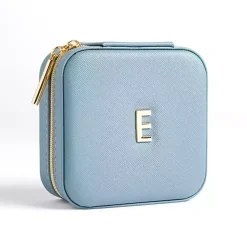 Monogram Seasonal Decor>Kirklands Home Monogram E Travel Jewelry Box Blue