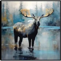 Kirklands Home Blue Moody Moose Framed Canvas Art Print