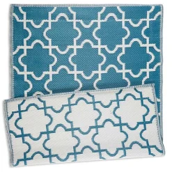 Kirklands Home Blue Moroccan Trellis Outdoor Area Rug, 4x6