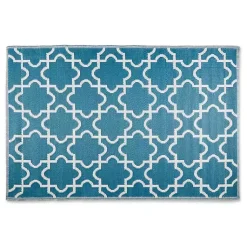 Kirklands Home Blue Moroccan Trellis Outdoor Area Rug, 4x6