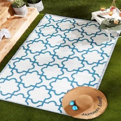 Kirklands Home Blue Moroccan Trellis Outdoor Area Rug, 4x6