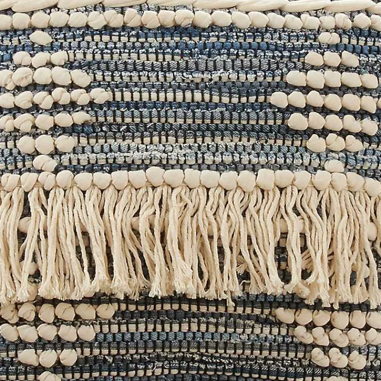 Pillows>Kirklands Home Natural Chindi Fringe Cotton Pillow Blue