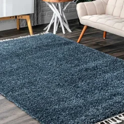 Kirklands Home Neva Plush Shag Area Rug, 5x7 Blue Sale