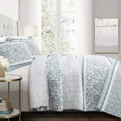 Kirklands Home Blue Nisha Floral Full/Queen 3-pc. Quilt Set Clearance