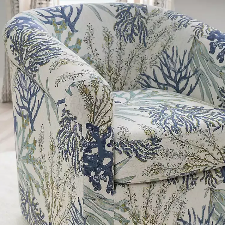 Kirklands Home Ocean Bonnie Swivel Accent Chair Blue New