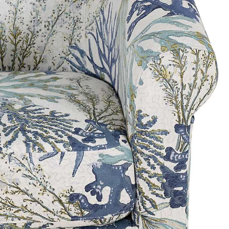 Kirklands Home Ocean Bonnie Swivel Accent Chair Blue New