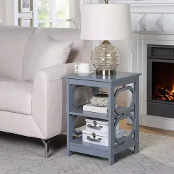 Kirklands Home Octagon 2-Shelf Accent Table Blue New