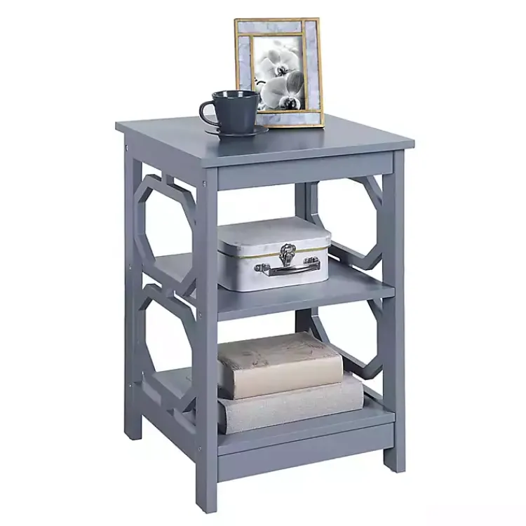 Kirklands Home Octagon 2-Shelf Accent Table Blue New