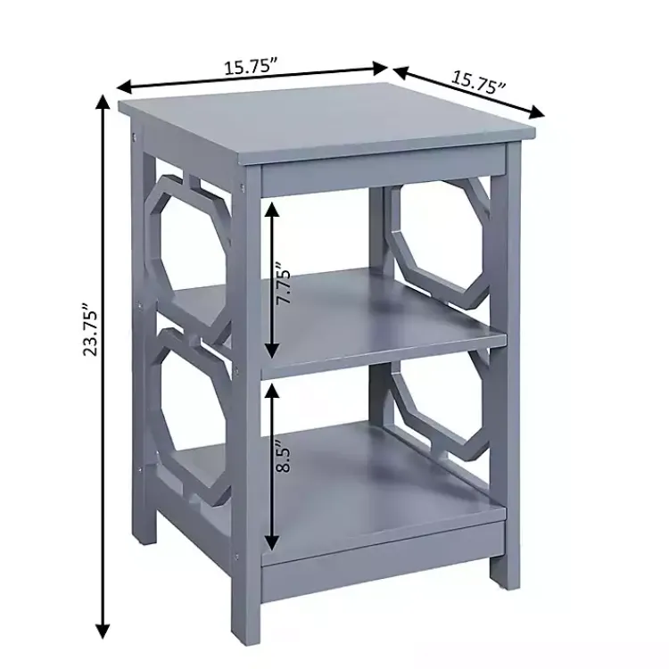 Kirklands Home Octagon 2-Shelf Accent Table Blue New