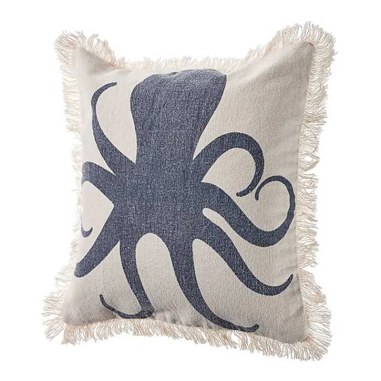 Pillows>Kirklands Home Blue Octopus Accent Pillow with Fringe