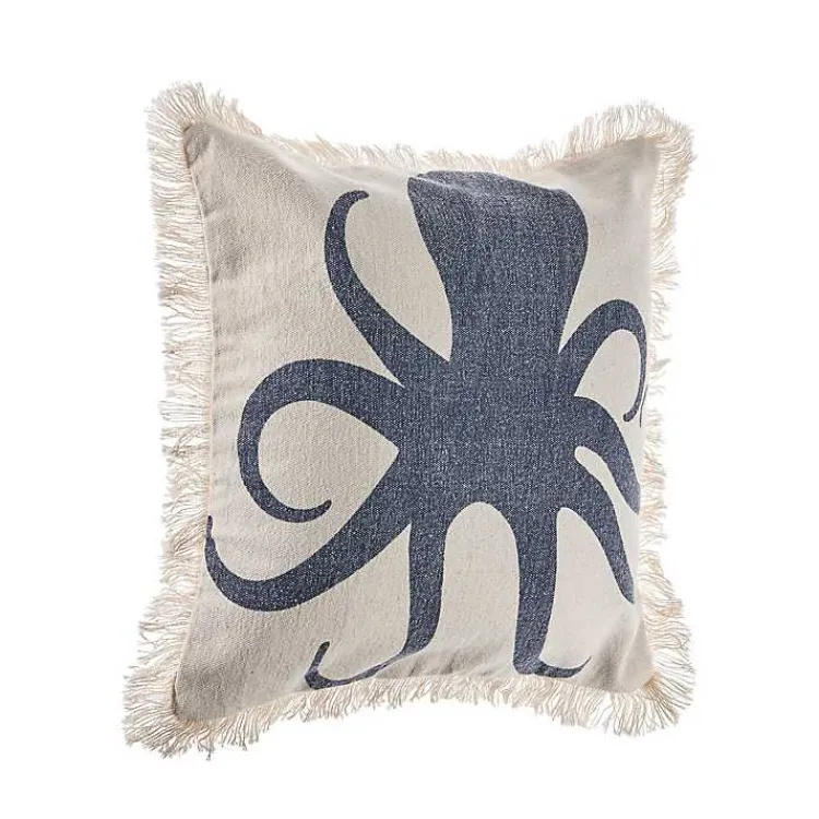 Pillows>Kirklands Home Blue Octopus Accent Pillow with Fringe