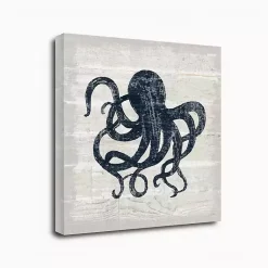Kirklands Home Blue Octopus Driftwood Canvas Art Print White New