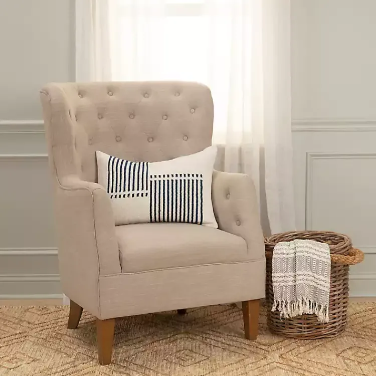 Pillows>Kirklands Home Blue Offset Colorblock Stripe Throw Pillow