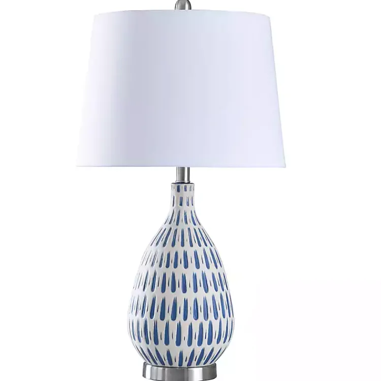 Kirklands Home Blue Off-White Ceramic and Steel Table Lamp Best