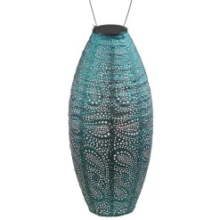 Kirklands Home Paisley Oblong Hanging LED Outdoor Lantern Blue Best