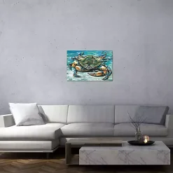 Kirklands Home Palette Crab Canvas Art Print Blue New