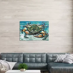 Kirklands Home Palette Crab Canvas Art Print Blue New