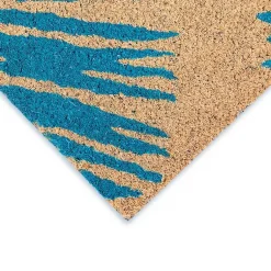 Kirklands Home Blue Palm Fronds Welcome Coir Doormat New