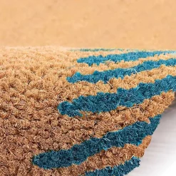Kirklands Home Blue Palm Fronds Welcome Coir Doormat New