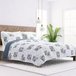 Kirklands Home Blue Patchwork Reversible 3-pc. Queen Quilt Set Sale