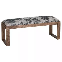 Kirklands Home Blue Pattern Upholstered Wood Bench Clearance