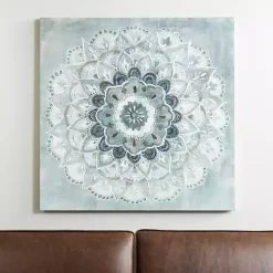Kirklands Home Blue Paulo Sunburst Canvas Art Print Gray Clearance