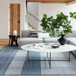 Kirklands Home Plaid Emily Henderson x RugsUSA Rug, 8x10 Blue Clearance