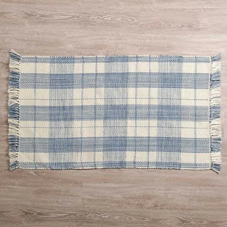 Kirklands Home Plaid Leland Scatter Rug Blue Discount