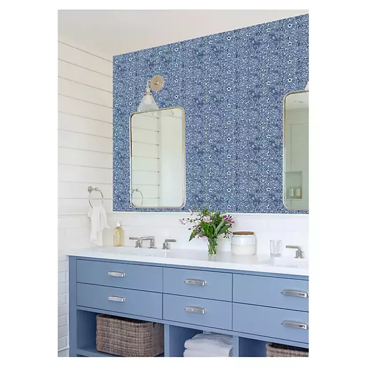 Kirklands Home Provincial Tiles Peel & Stick Wallpaper Blue