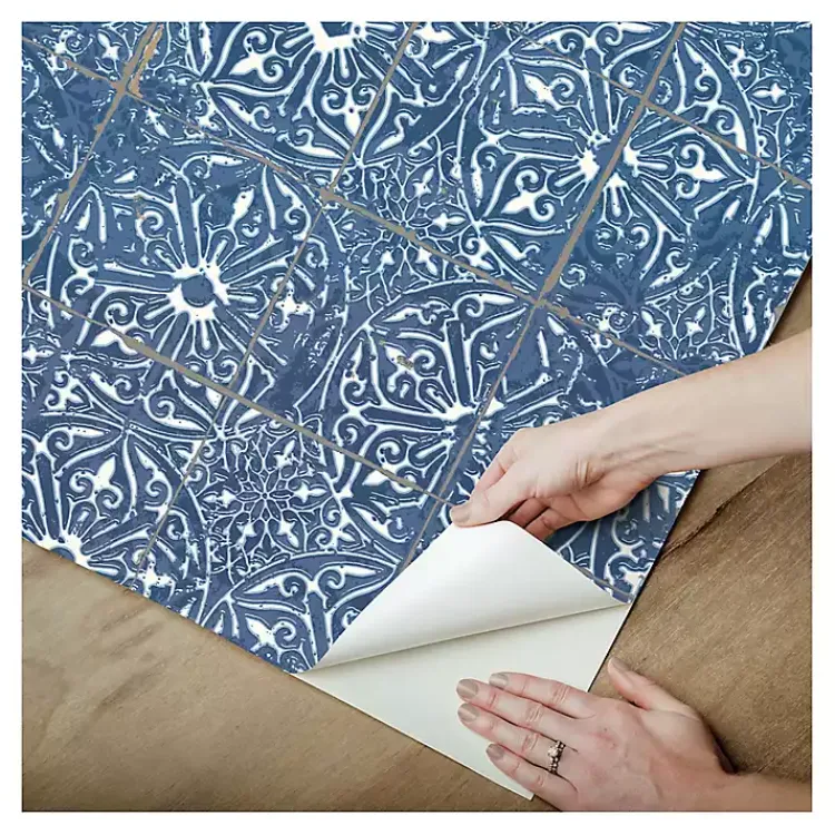 Kirklands Home Provincial Tiles Peel & Stick Wallpaper Blue