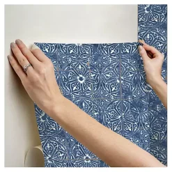 Kirklands Home Provincial Tiles Peel & Stick Wallpaper Blue