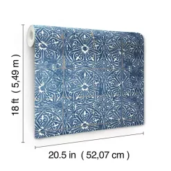 Kirklands Home Provincial Tiles Peel & Stick Wallpaper Blue
